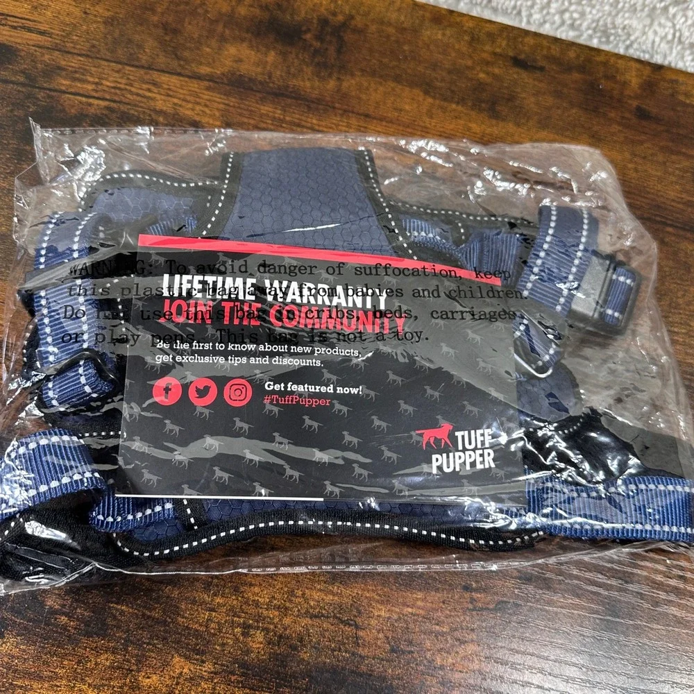 NEW‎ XL Tuff Pupper Metro Harness Blue Reflective Padded Dog Vest Gear Outdoor